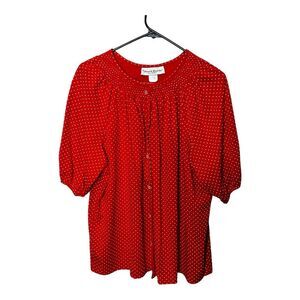 VINTAGE top The French quarter by G. Bennett red with white polka dots no tag